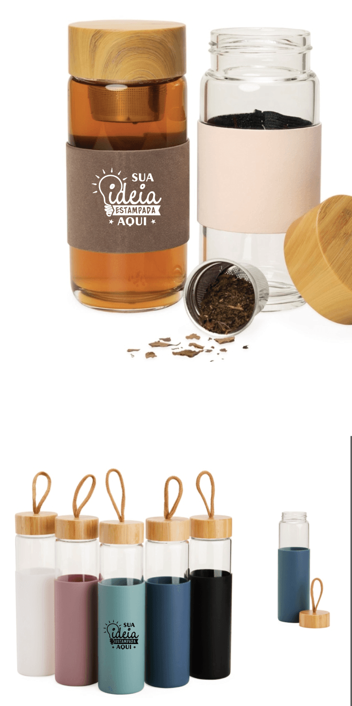 Garrafa de Vidro 750ml Borossilicato + Luva de Silicone
