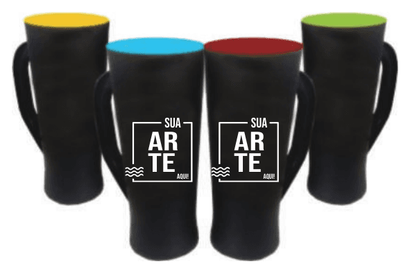 Caneca Preto Fosco c/ Interior Colorido 400ml