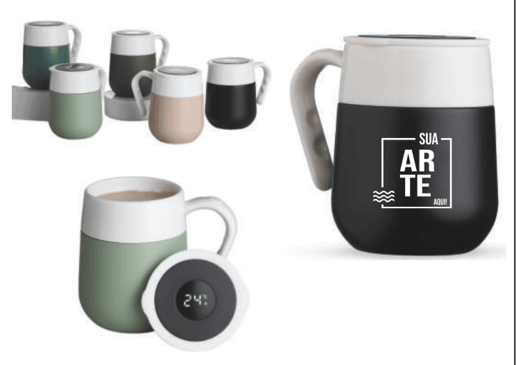 Caneca Térmica Inox 500ml com Display LED