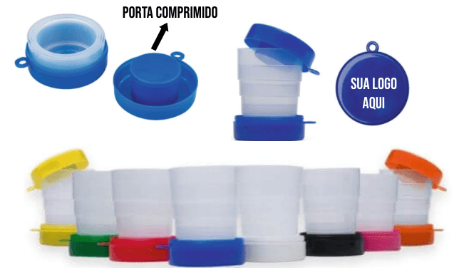 Copo Retrátil com Porta Comprimidos