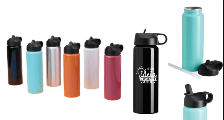 Squeeze Alumínio 800ml com Canudo