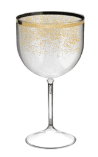 Taça de Gin com Borda Dourada e Glitter