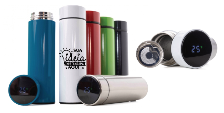 Garrafa Inox 500ml com Display LED