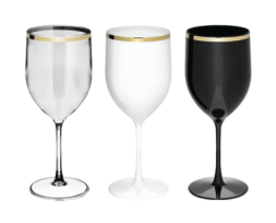 Taça de Vinho Com Borda Metalizada 400ml